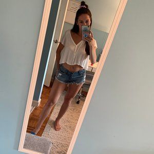 Abercrombie & Fitch Denim Frayed Shorts